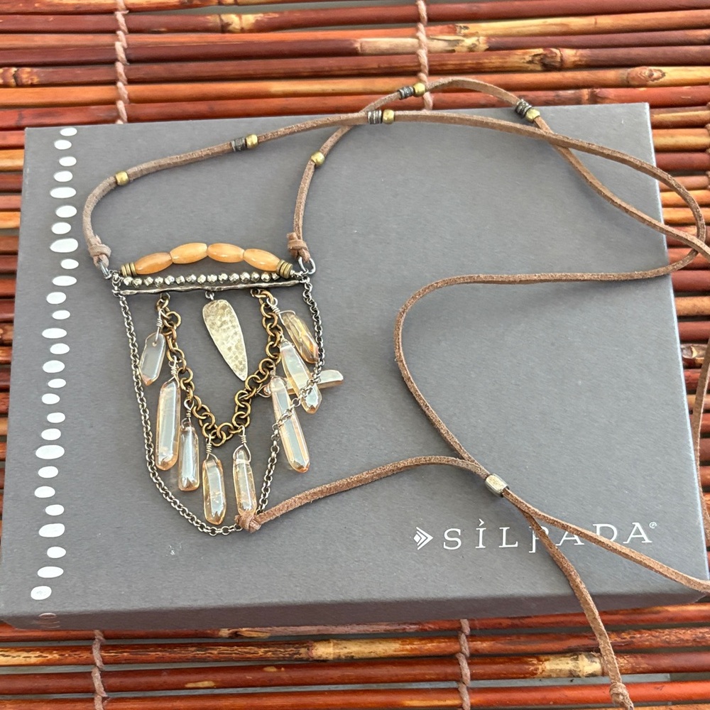Silpada Brown and Brass Sedona Bohemian Charm Necklace on Cord - Picture 2 of 4